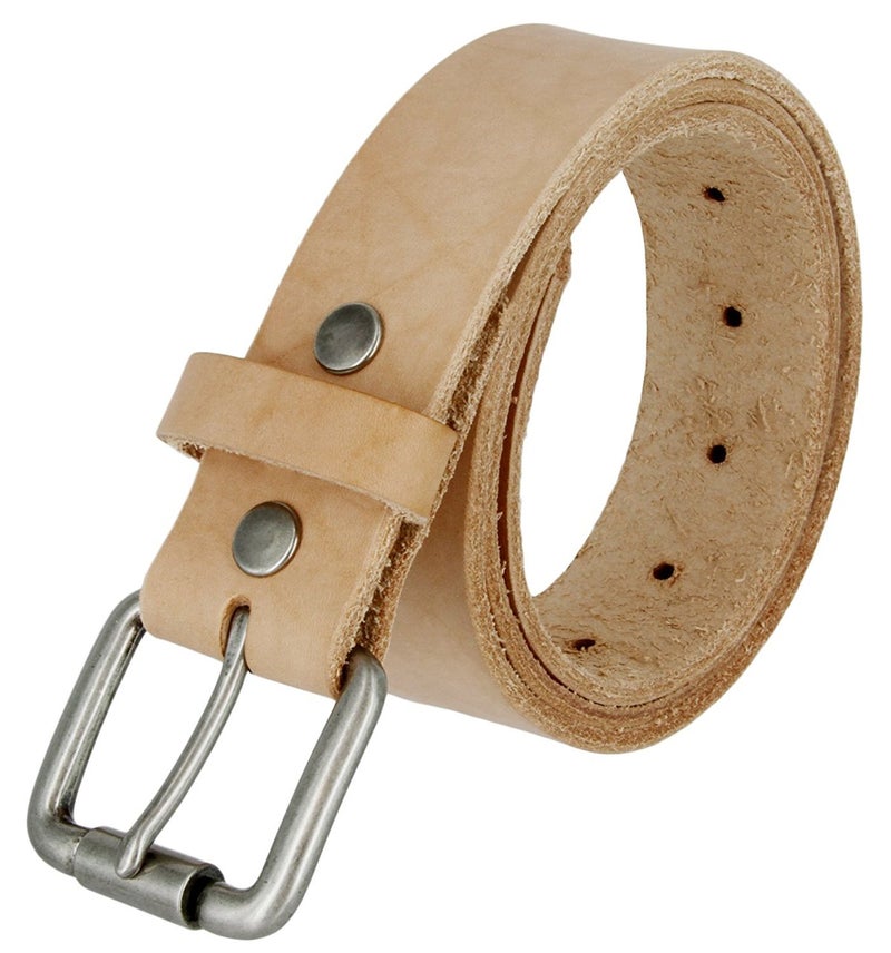 Belts.com Natural Finish Full Grain Leather Belt with Roller Buckle 1 1/2" (Natural,34) - Image 2